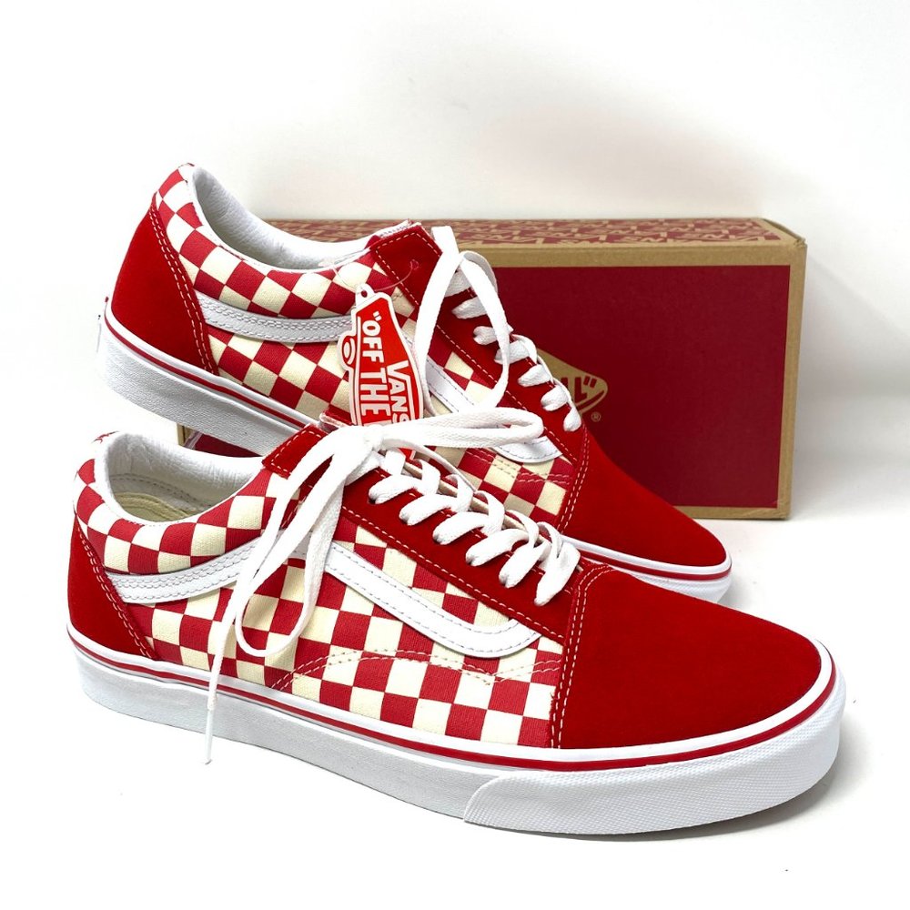 VANS Iconic Old Skool Primary Low Top Sneaker Women Check Red Canvas VN0A38G1P0T - Picture 9 of 11